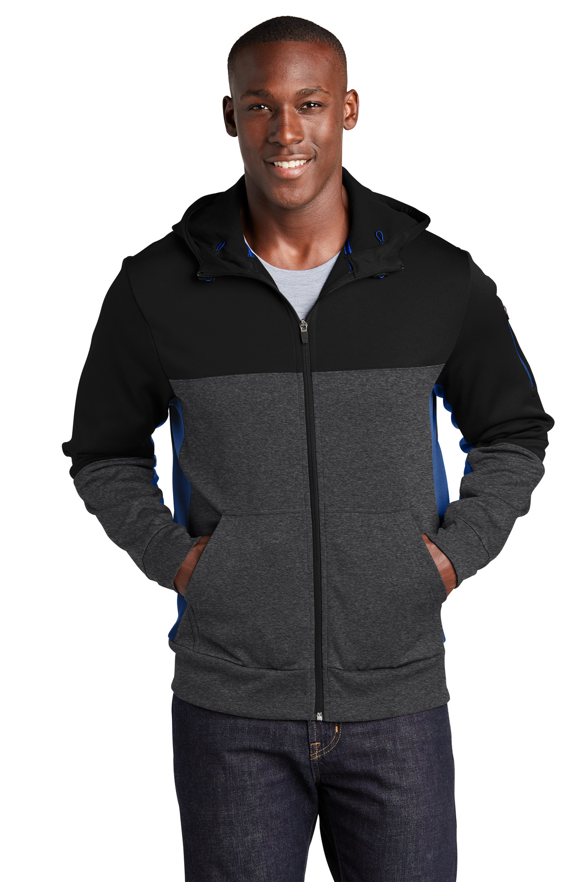 Sport-Tek Tech Fleece Colorblock Full-Zip Hooded Jacket. ST245 34