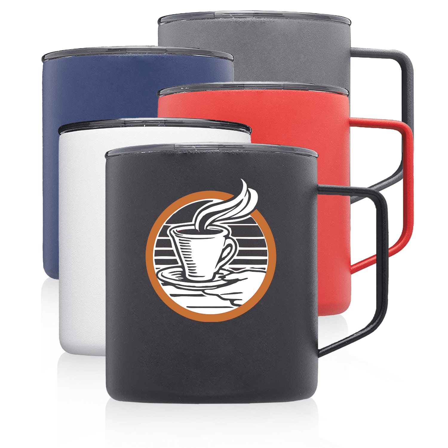 13.5 oz Double Wall Color Coated Travel Mugs W/ Handles 1