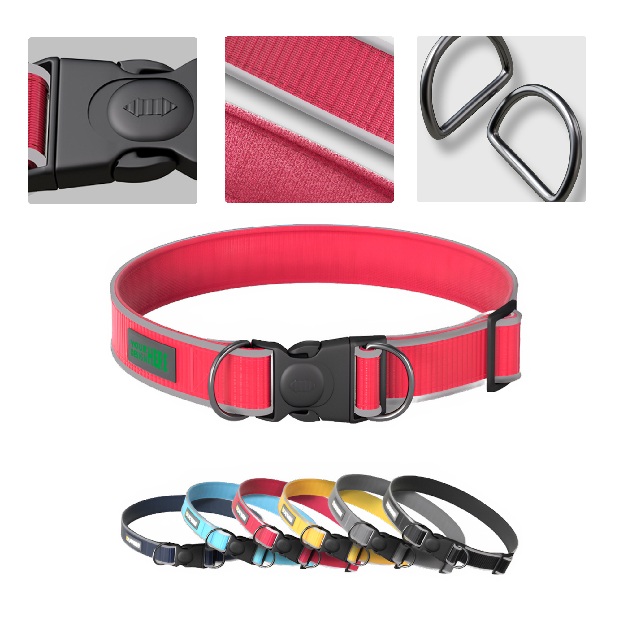 MOQ 50 Adjustable Reflective Anti-Escape Dog Collar 1