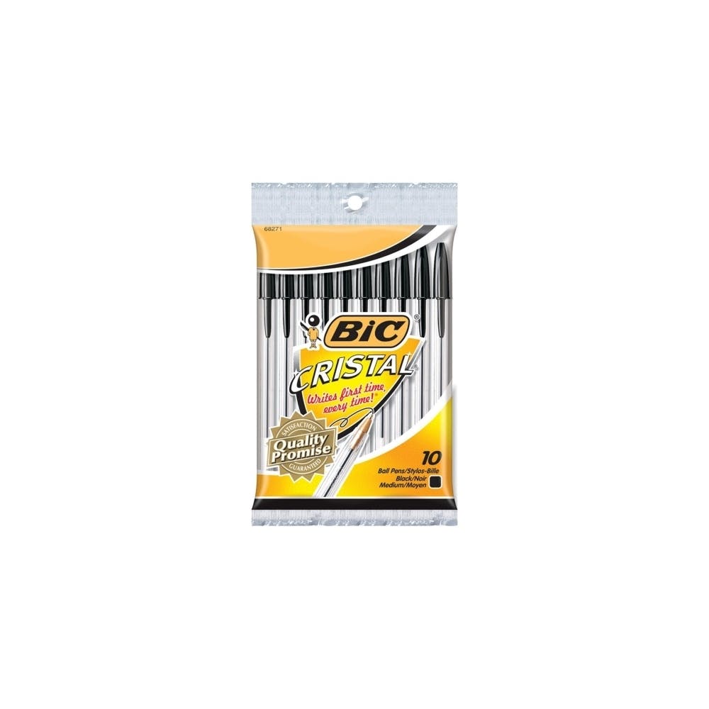 Bic Stick Pens - Black Medium Point Clear Barrel 10 Pack 1