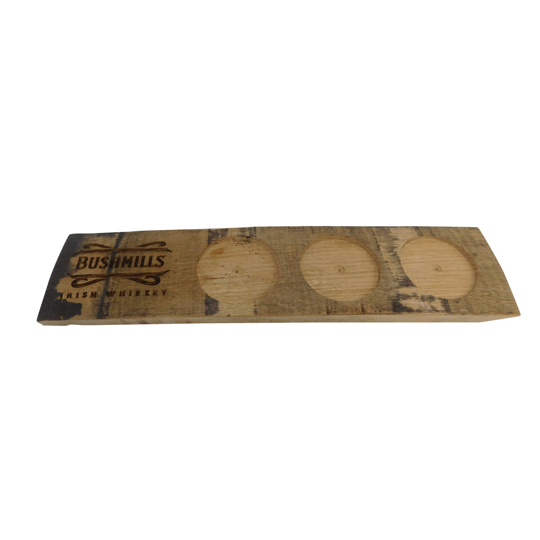 Reclaimed wood flight board for 3 glasses with laser engraving 1