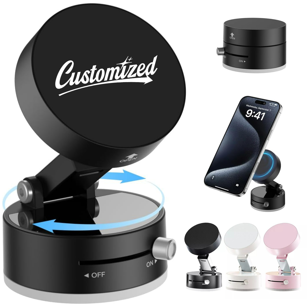 Auto Rotating Magnetic Phone Holder with Suction Base 3