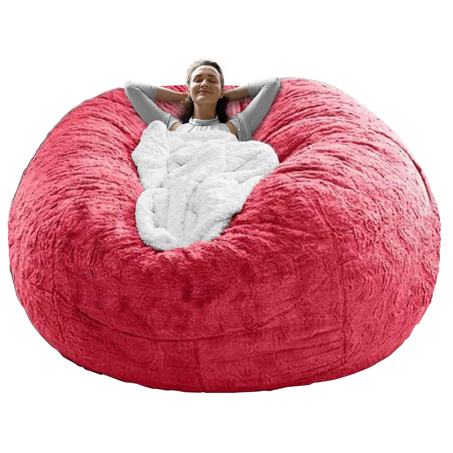 Big Round Soft Fluffy Velvet Bean Bag Chair Cover 8