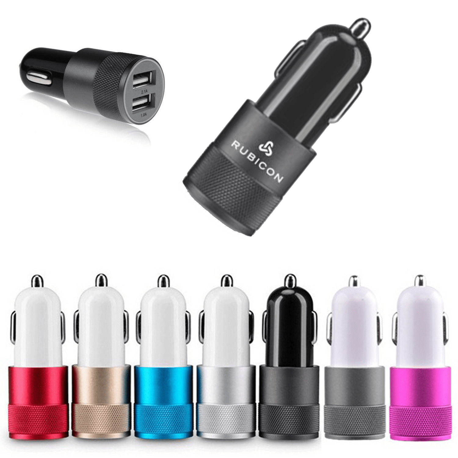 Dual Port 2.1 Amp Car Charger with Aluminum Collar 6