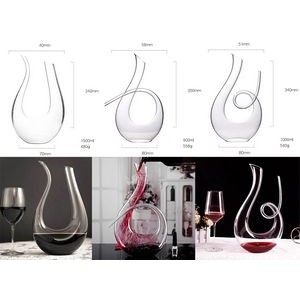 Bottle Glass Decanter Hand Made U Shaped Crystal Clear Glass Wine Carafe Decanter 3