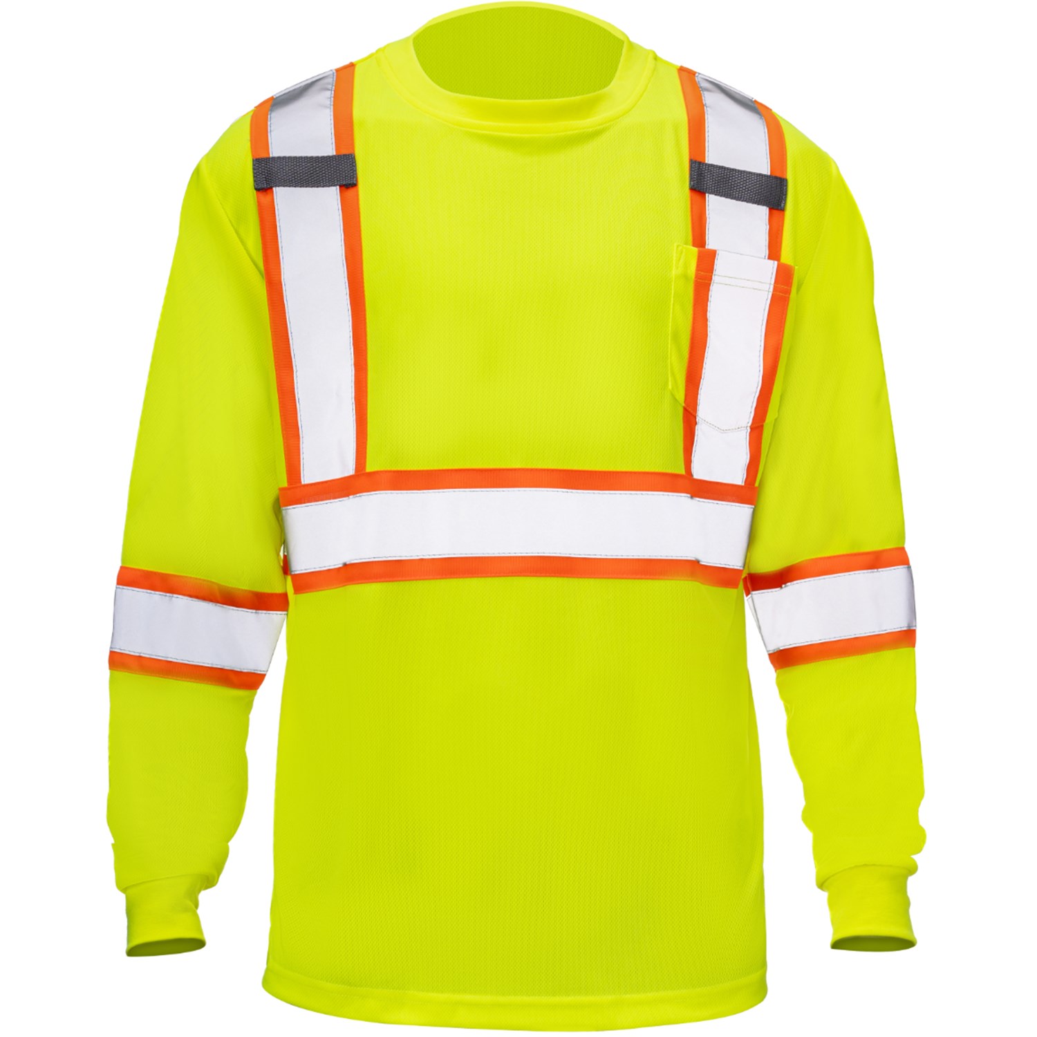 3.8 Oz. Polyester Class 3 Reflective Tape Safety T-Shirt with Pocket & Dual Mic Tab 3