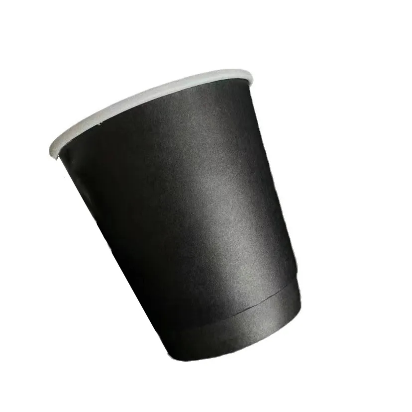 12oz Pure Black Double-Layer Hollow Disposable Paper Cups 3