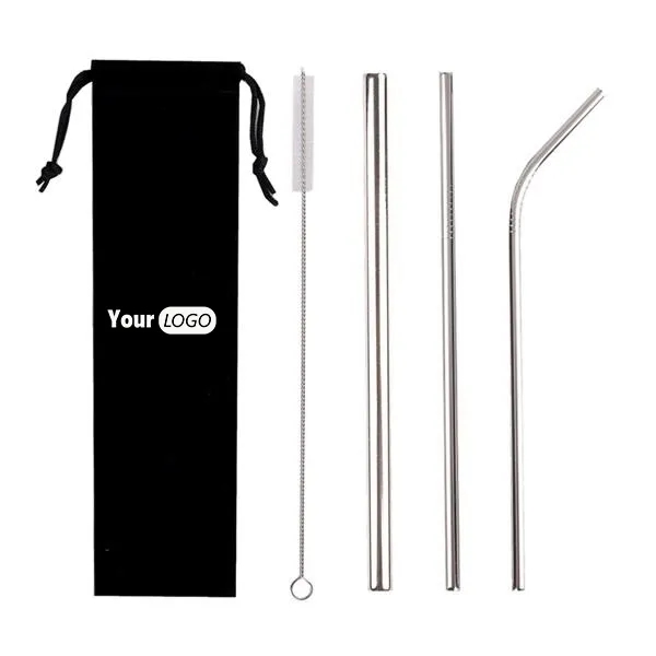 Reusable Stainless Steel Metal Straws with Pouch 1