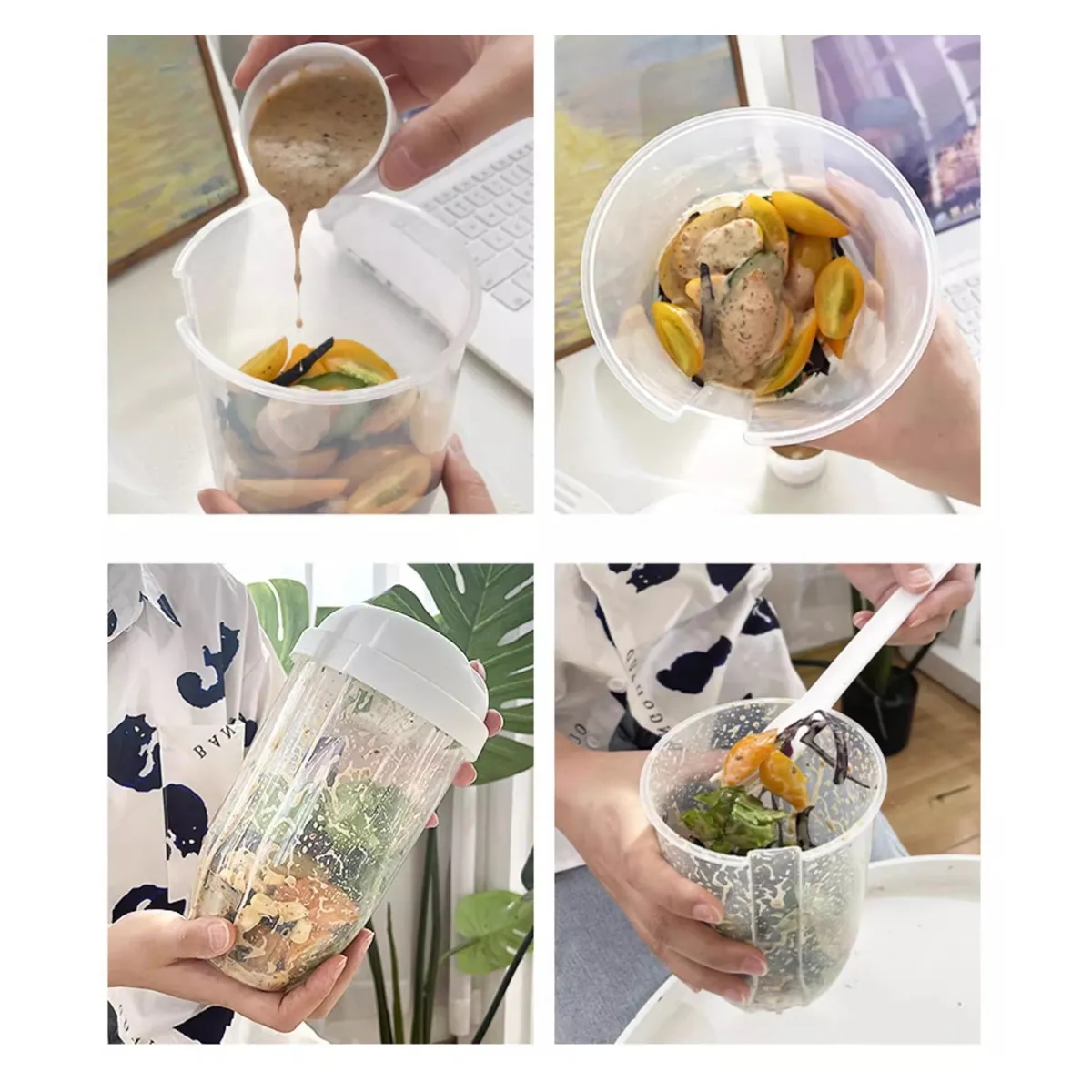 Salad To Go Cup With Fork Food Grade Plastic 6