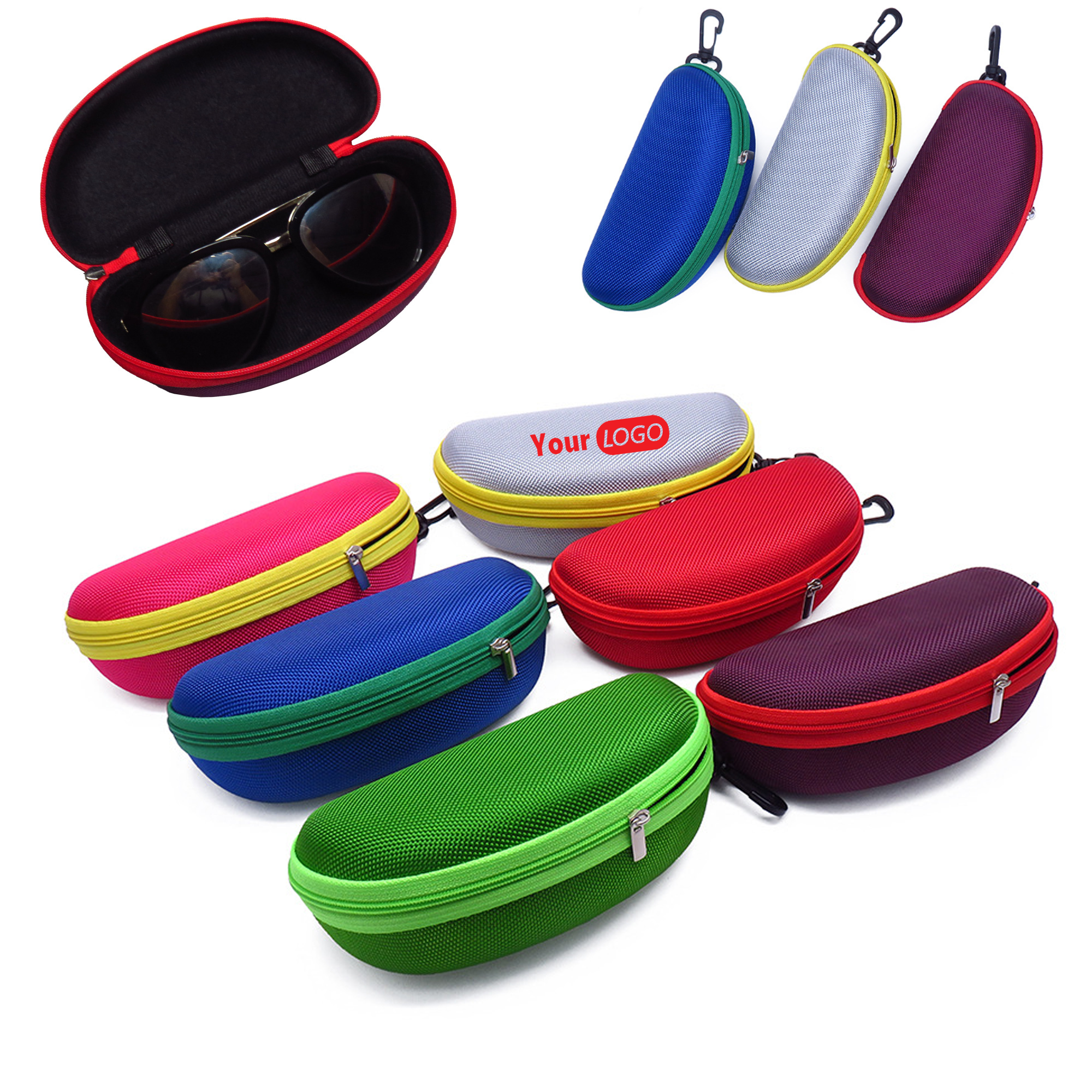 Portable Waterproof Eyeglasses Case W/Zipper & Clip 1