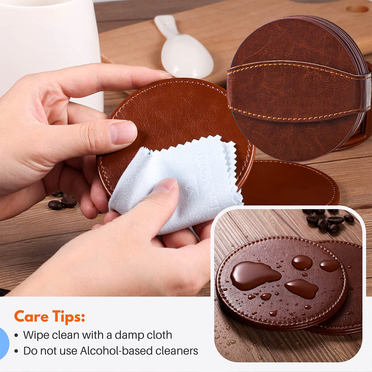 PU Leather Coaster Set 3