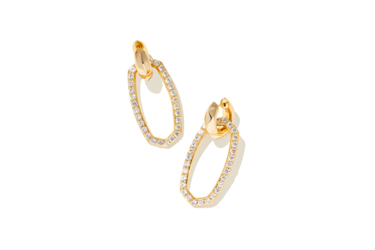Kendra Scott Danielle Convertible Gold Earrings in White Crystal 3