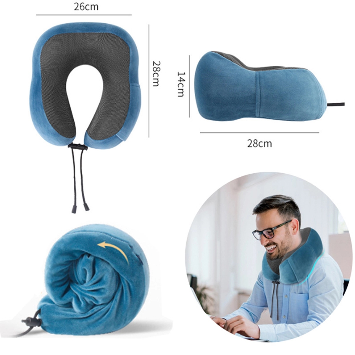 Portable U-Shape Comfortable Airplane Neck Pillow 7
