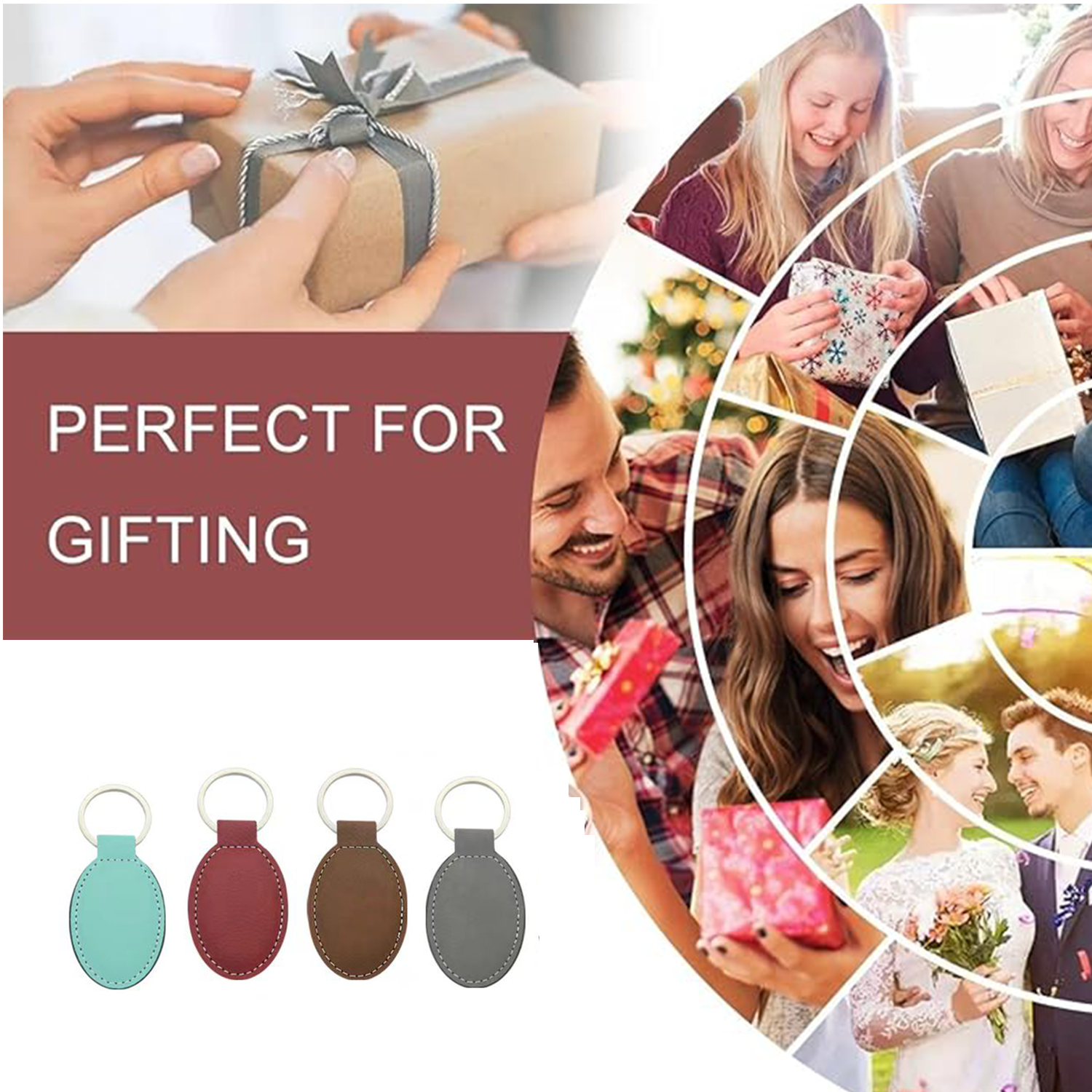 Multicolor Hotel Promotion Customized Leather Keychain 5