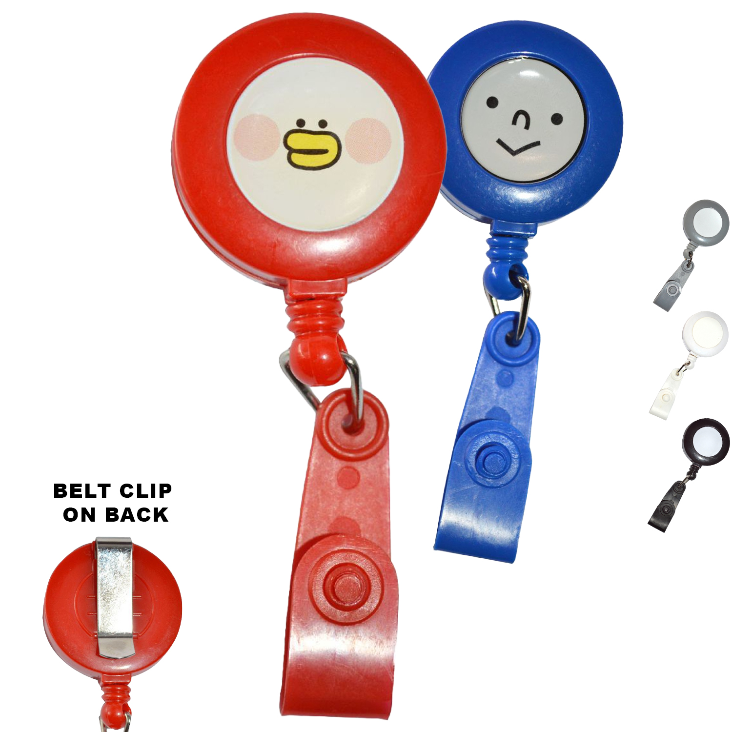 Matching Strap Color Round Badge Reel Holder w/ Belt Clip 2