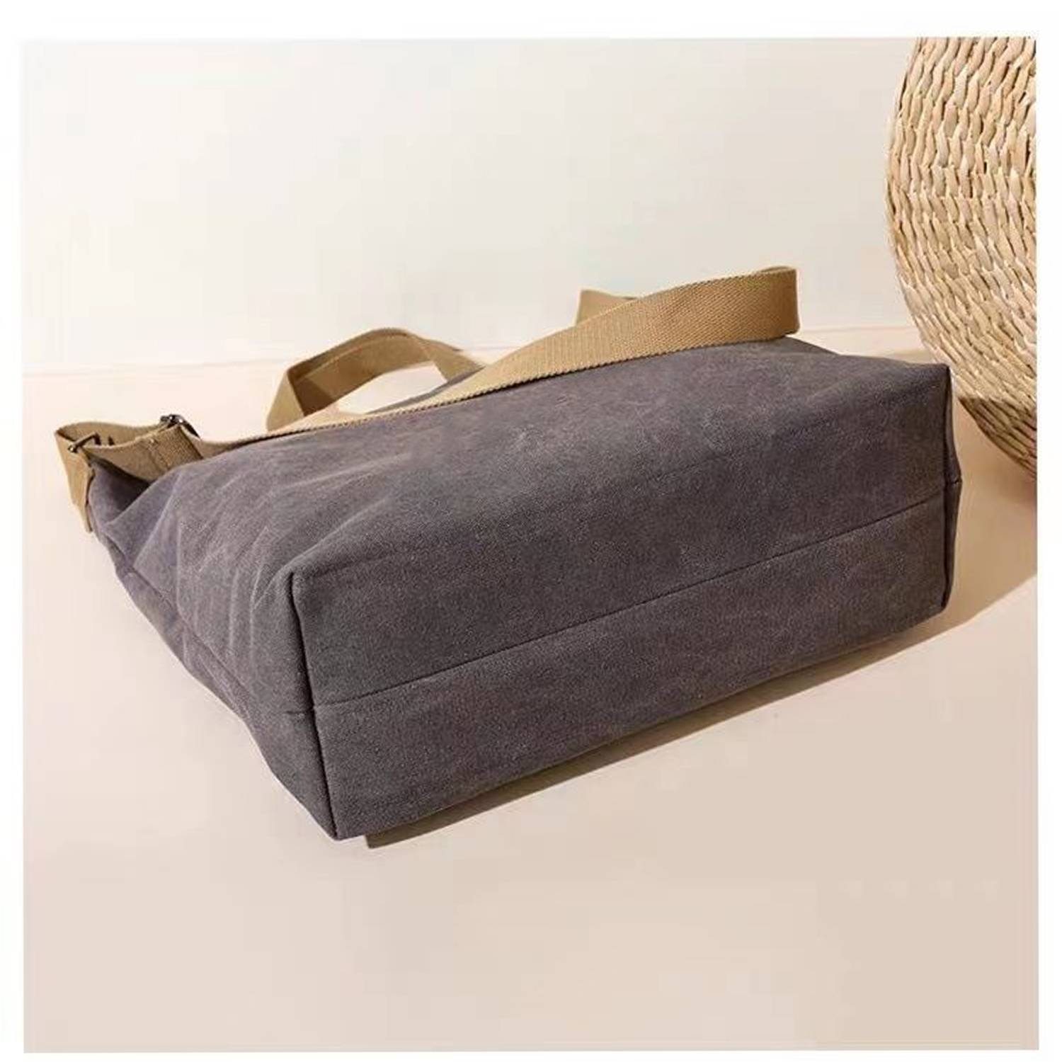 Large Capacity Retro Canvas Crossbody Commuting Tote Bag 3