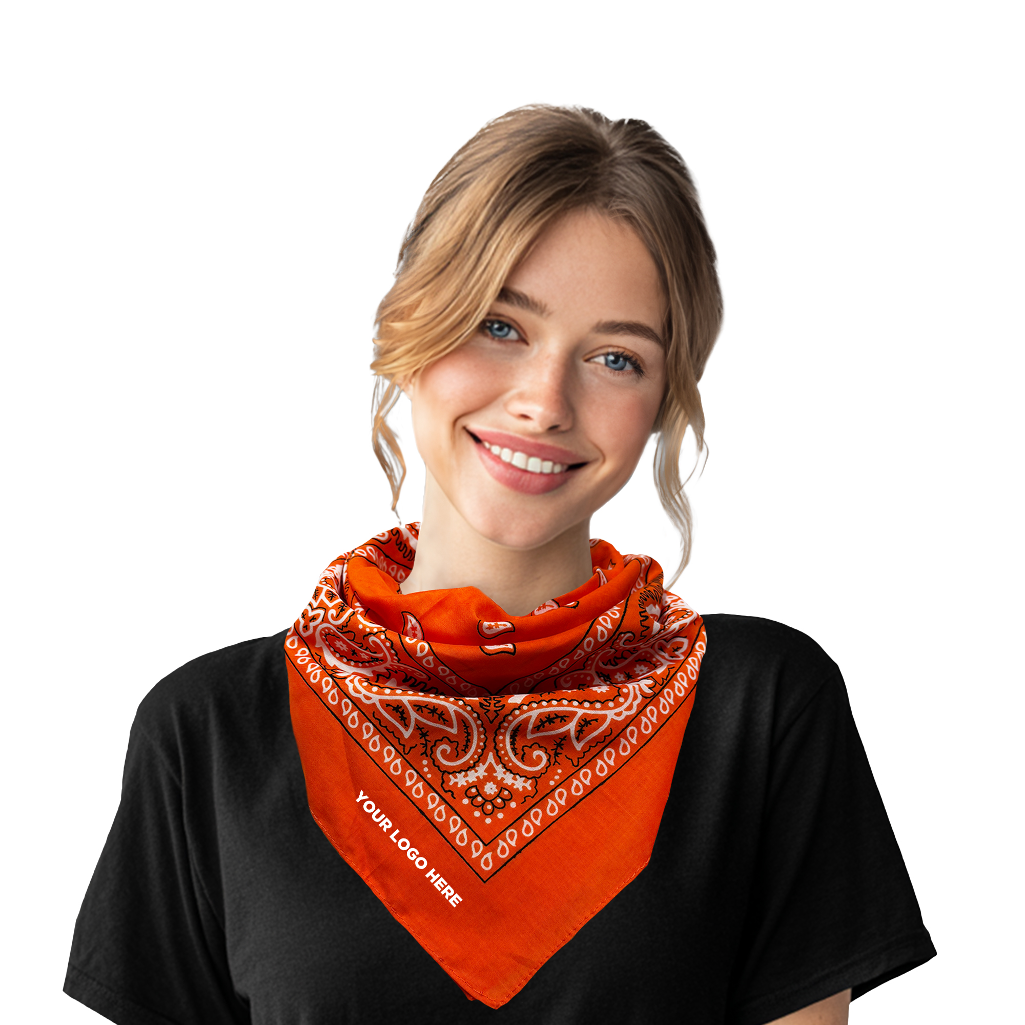 Orange Cotton Bandana 22" x 22" 3
