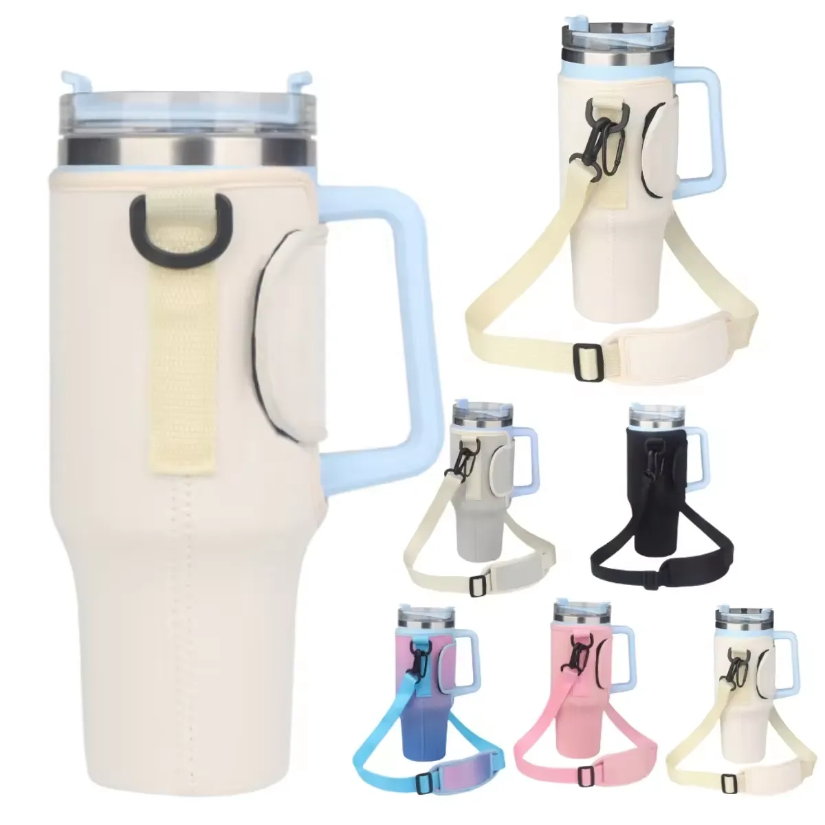 40 Oz. Adjustable Shoulder Strap Tumbler Sleeve Carrier Bag 5