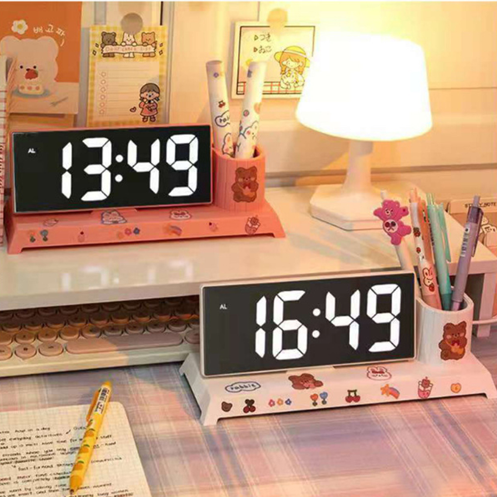 Desk Organizer with Clock Pen Holder