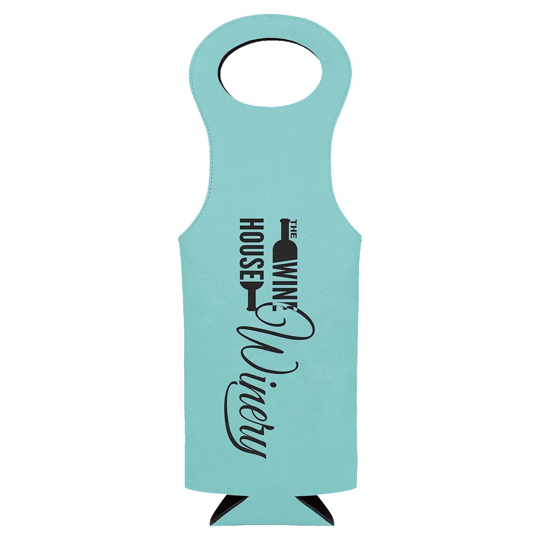 Teal Blue Laserable Leatherette Wine Bag 2