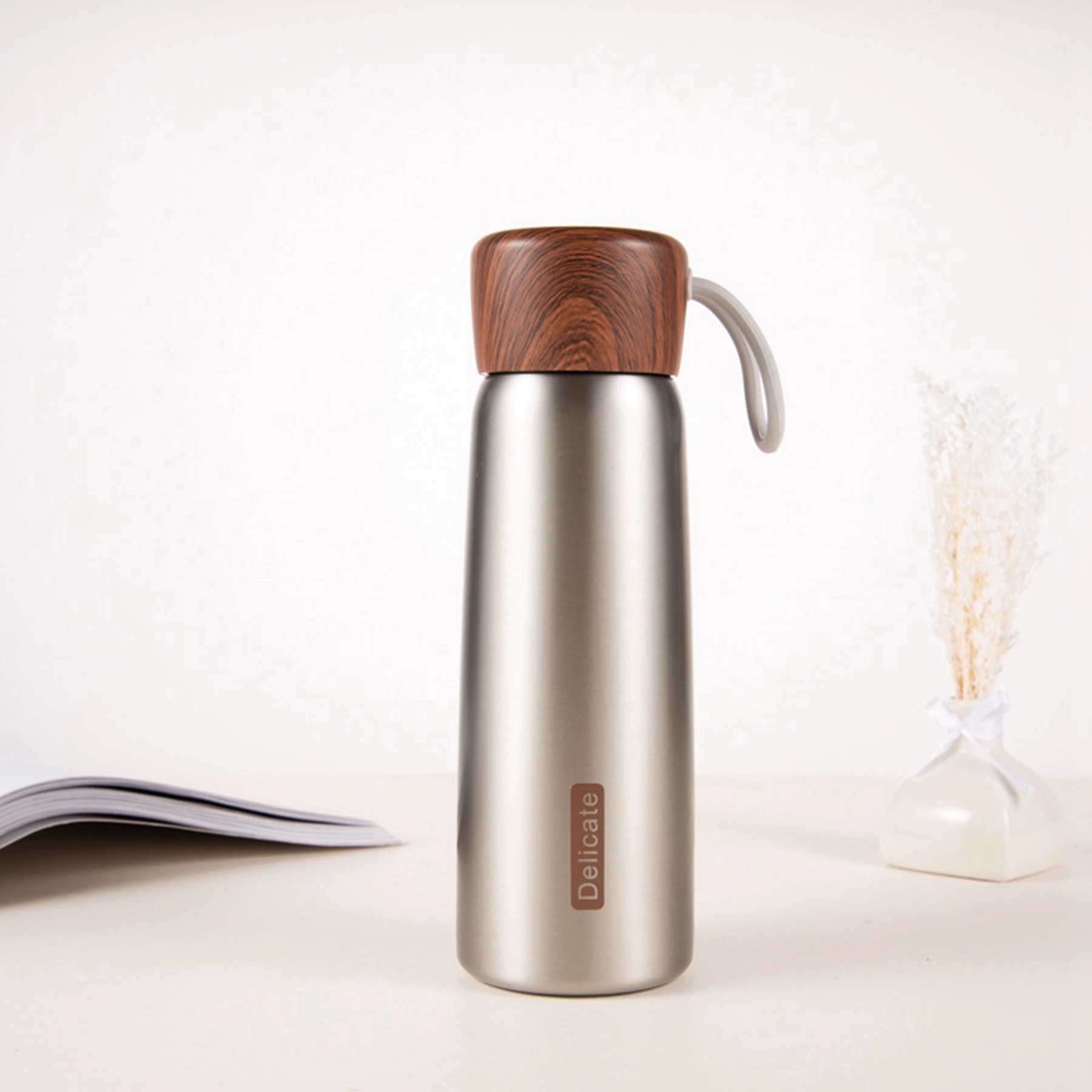 14 OZ. Stainless Steel Vacuum Cup with Wood Grain Lid 4