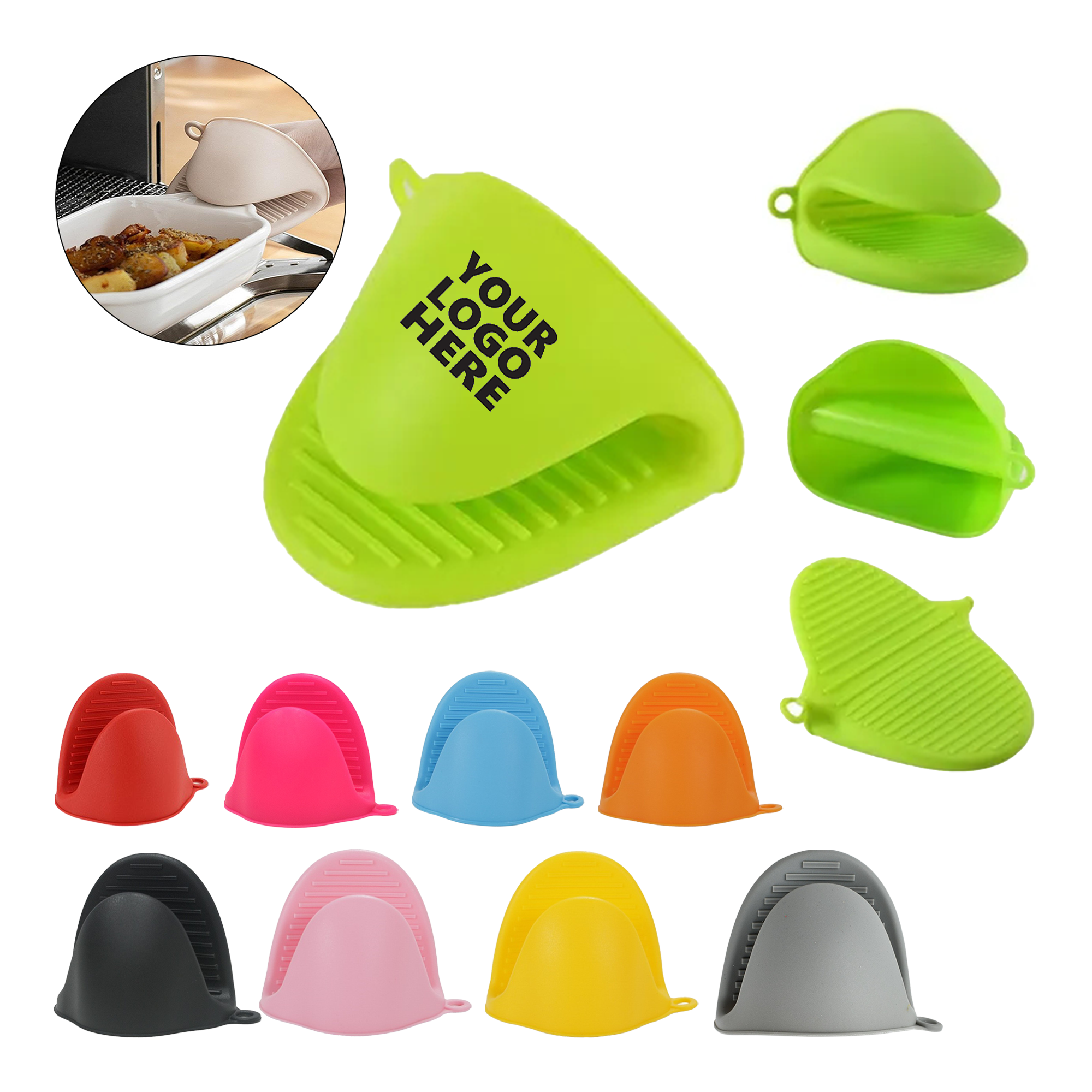 Oven Mitts Kitchen Anti Scald Silicone Glove Clips 4