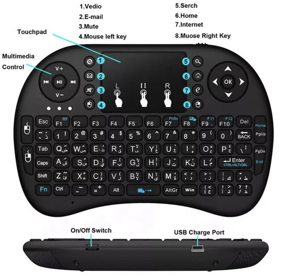 Mini Keyboard Touchpad Mouse 4