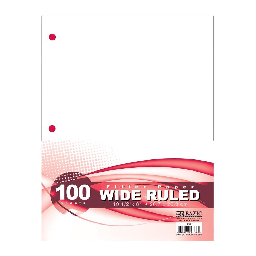 Wide Ruled Filler Paper - 100 Sheets 1