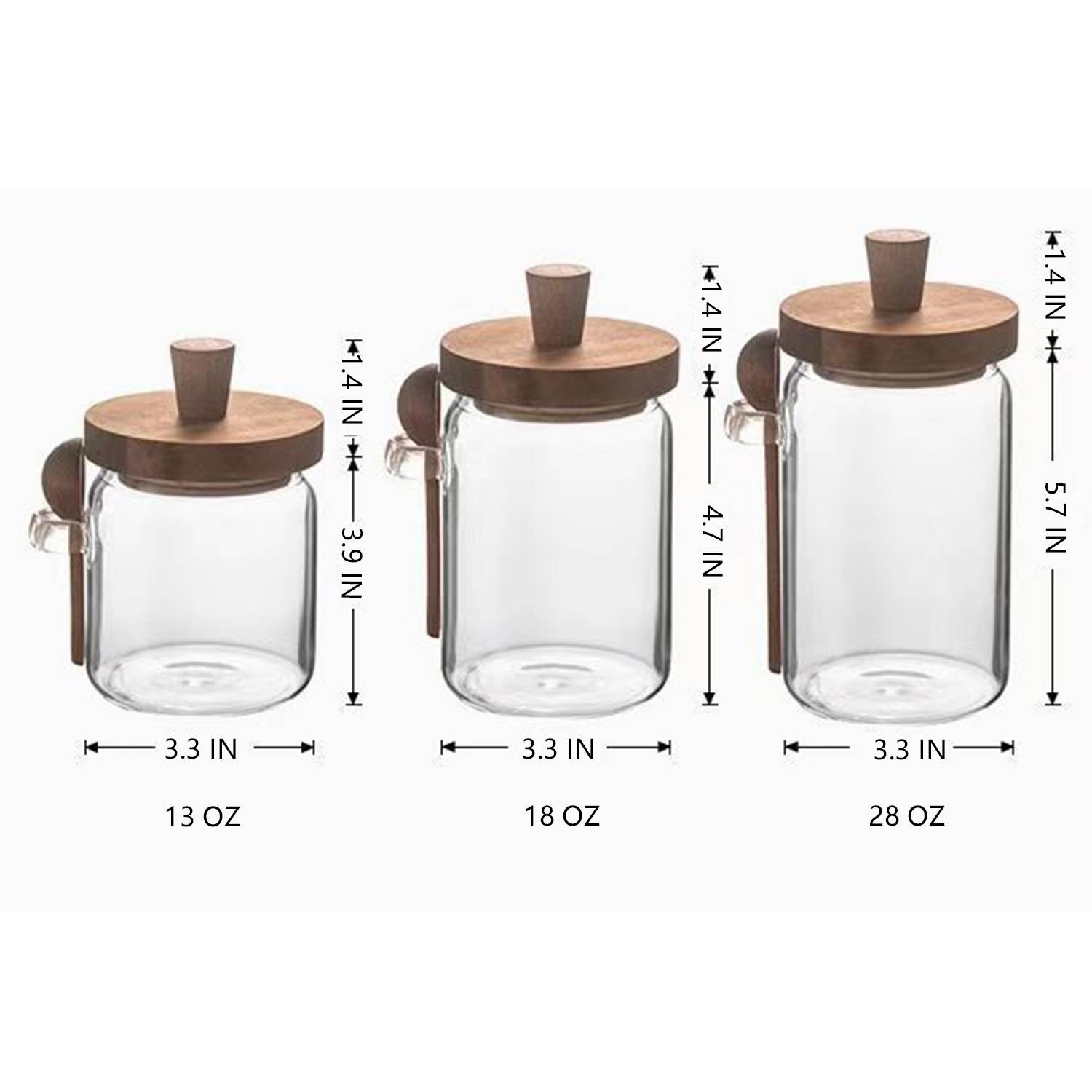 13/18/28 OZ Coffee Bean Cup Jar Glass Bottle w/ Spoon 3