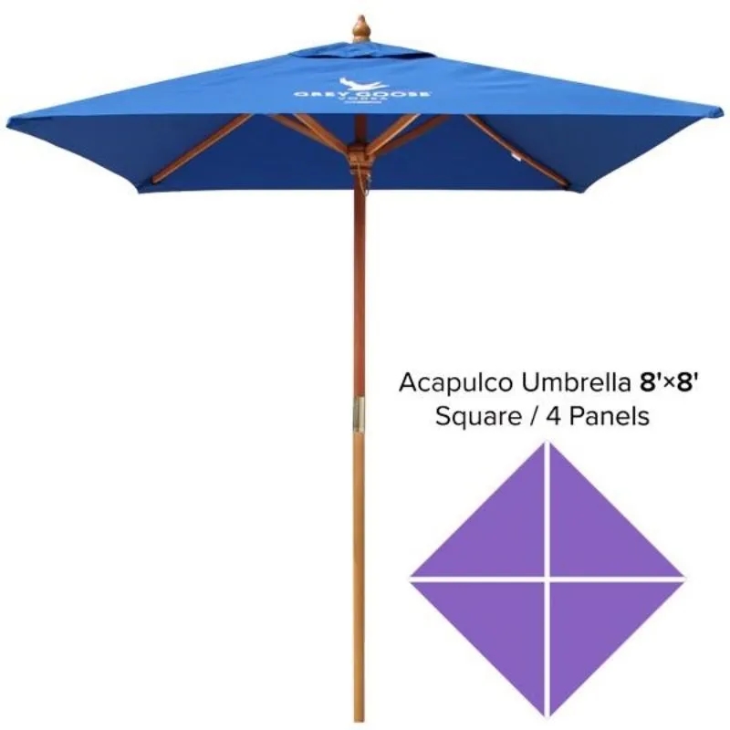Commercial Market Umbrella-8'X8' 4 Panels Wood Pole 3