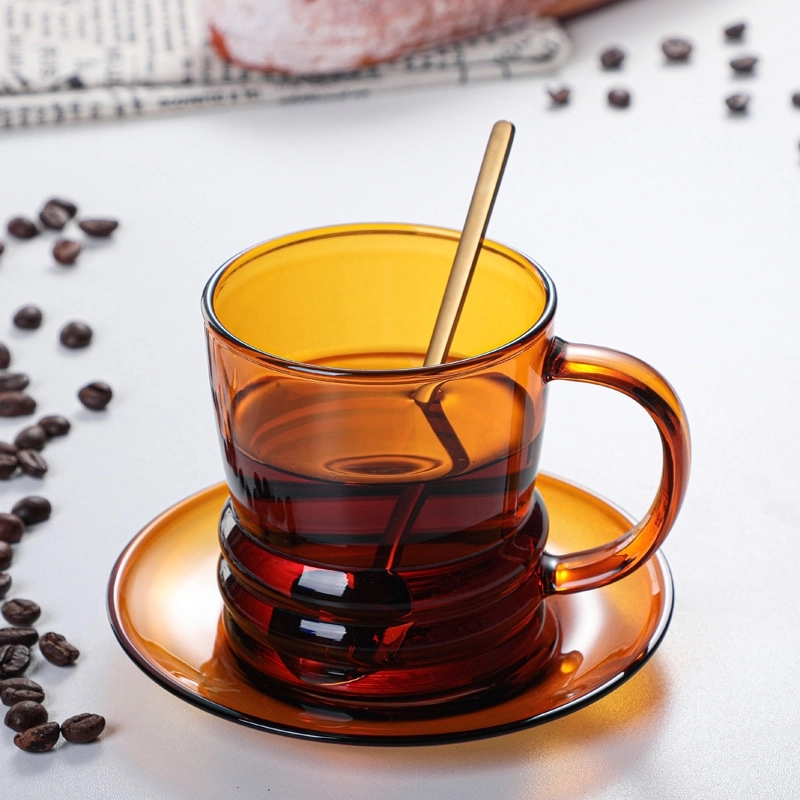 Custom 10 OZ. Glass Tea Cup Coffee Mug with Saucer Set 8