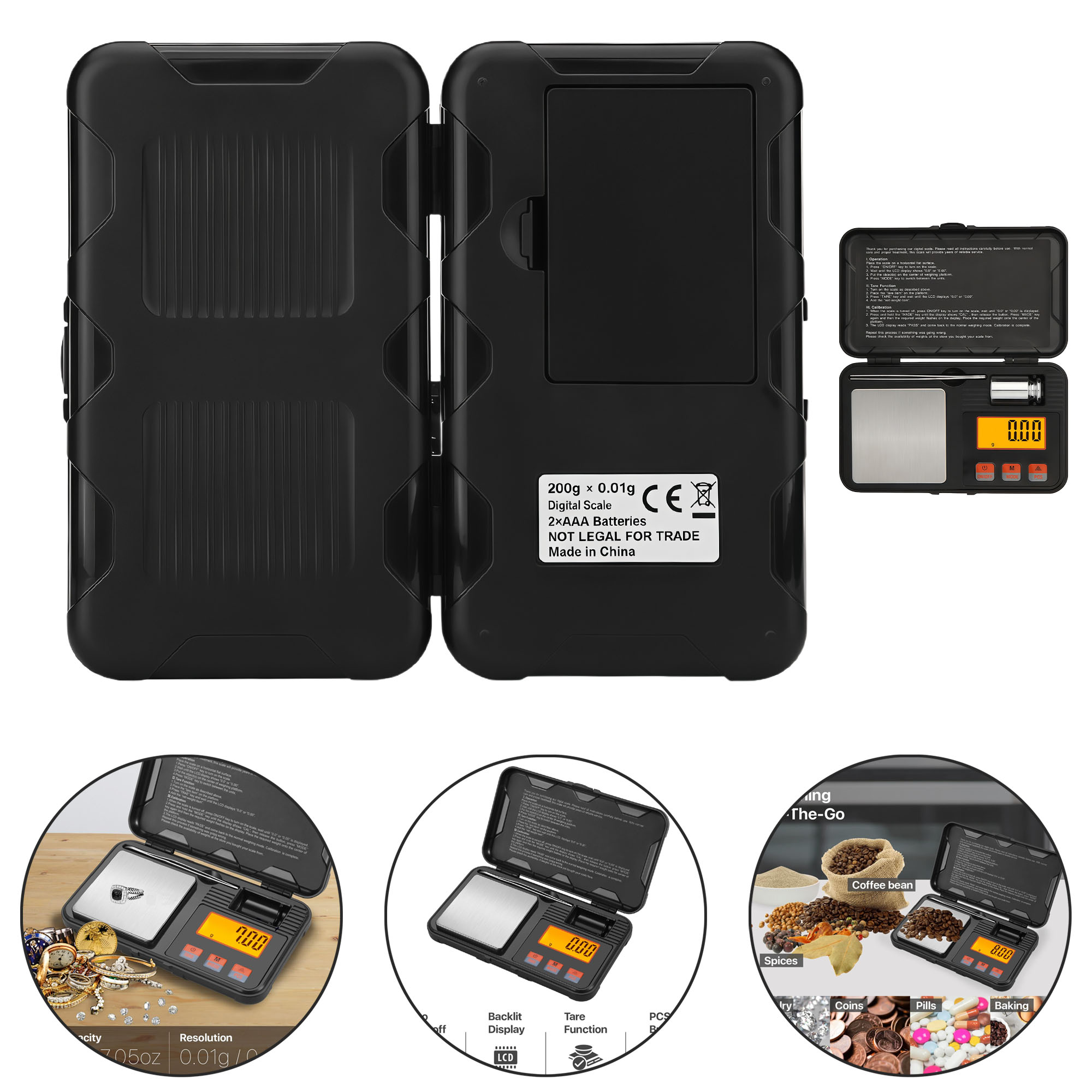 200g/0.01g Portable Mini Jewelry Scale with LCD Display 3