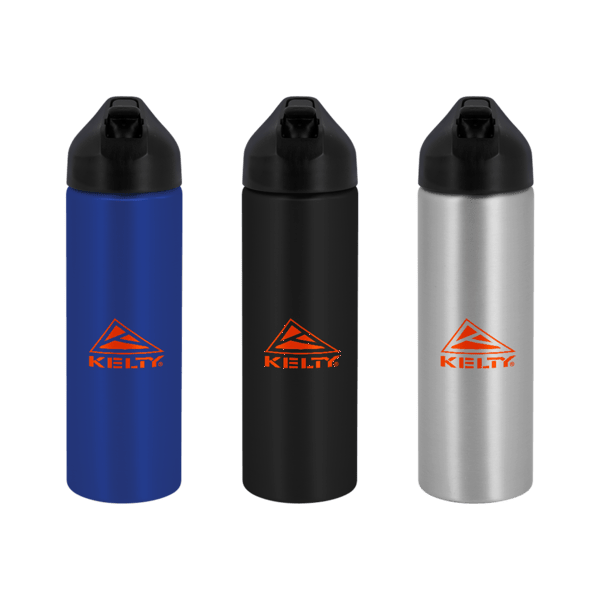 EasyFlow Recycled Aluminum Bottle w Straw Lid, custom water bottle with logo imprint 201
