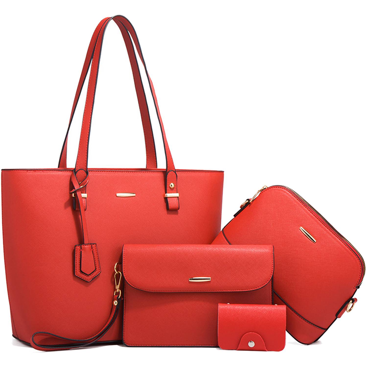 4PCS PU Leather Women Vintage Minimalist Handbag Set 1