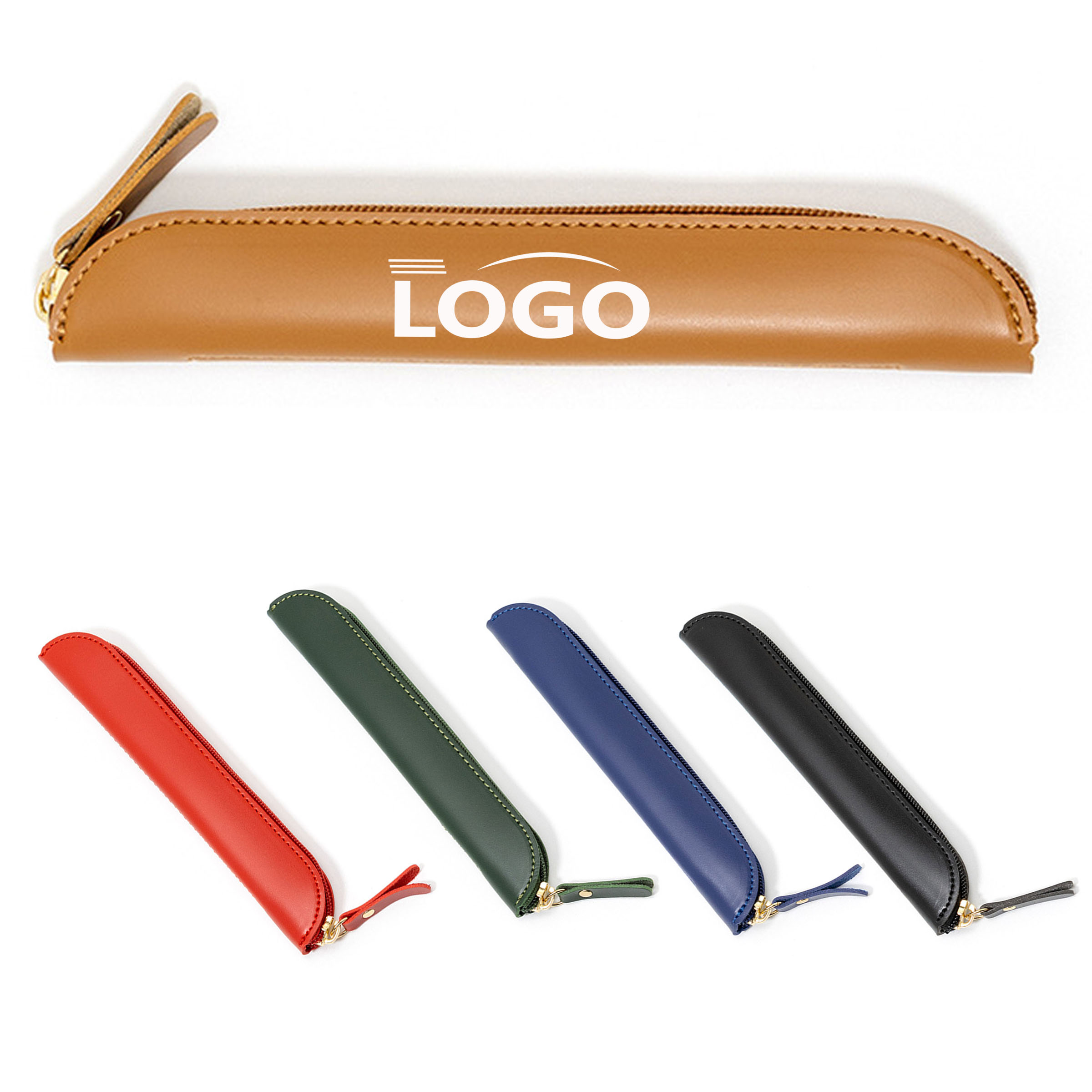 Sleek Zippered PU Leather Pen Pouch 6