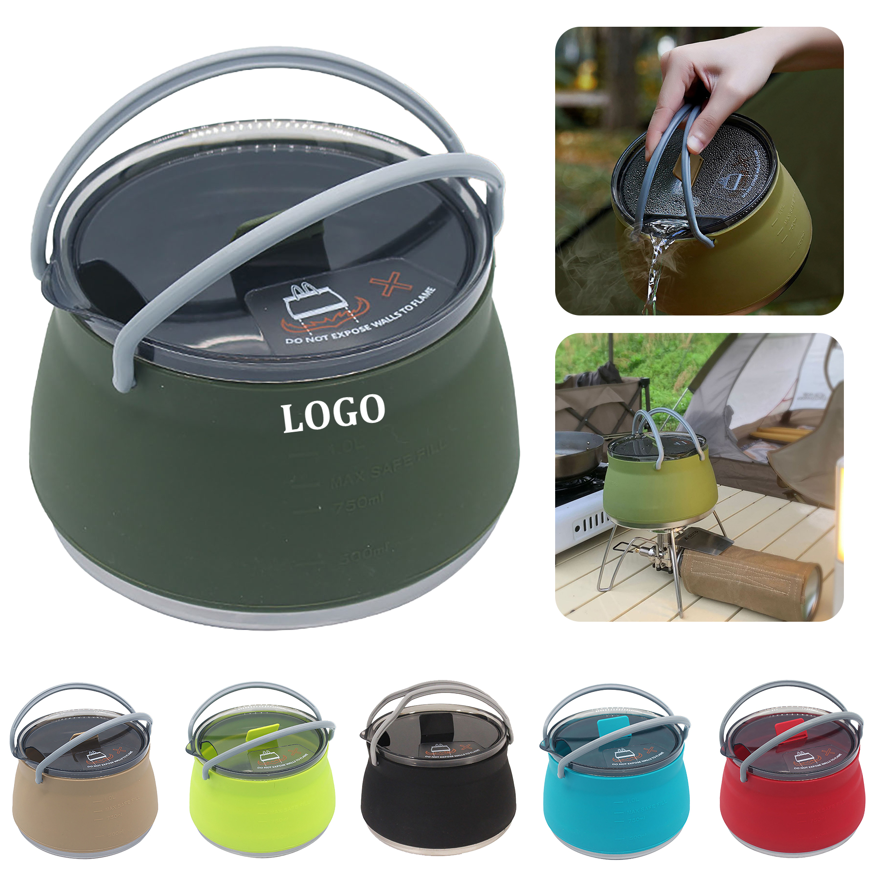 1L Collapsible Silicone Cooking Kettle 5