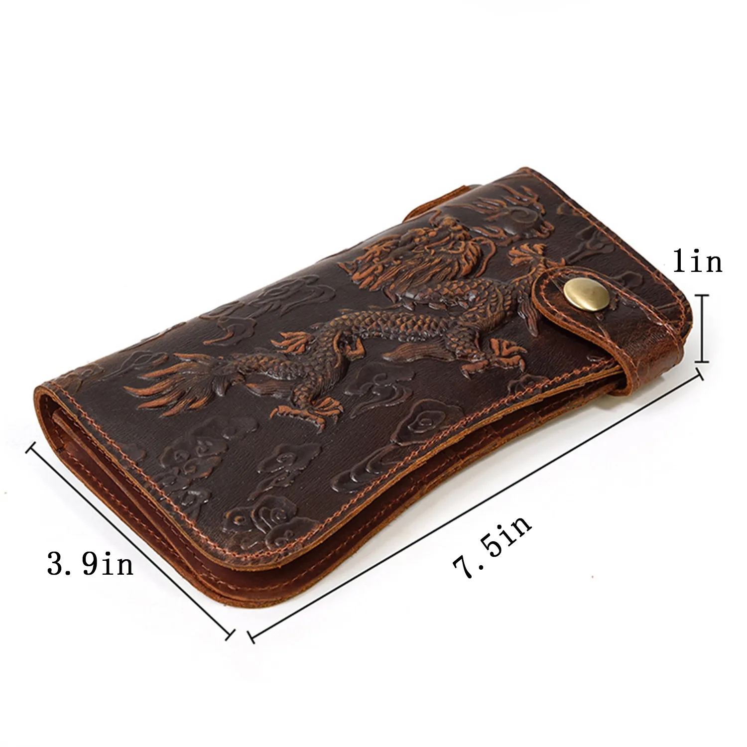 Embossed Dragon Pattern Multi Clip Leather Wallet 7