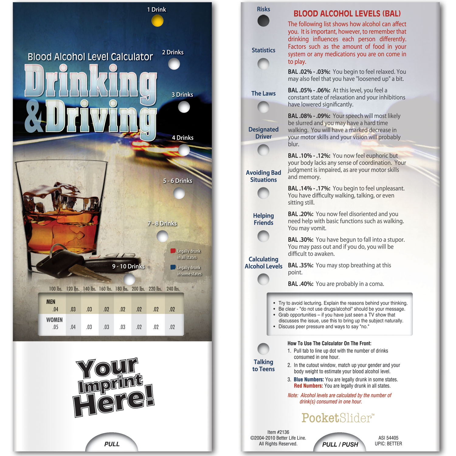 Pocket Slider - Drinking and Driving: Blood Alcohol Level Calculator 1