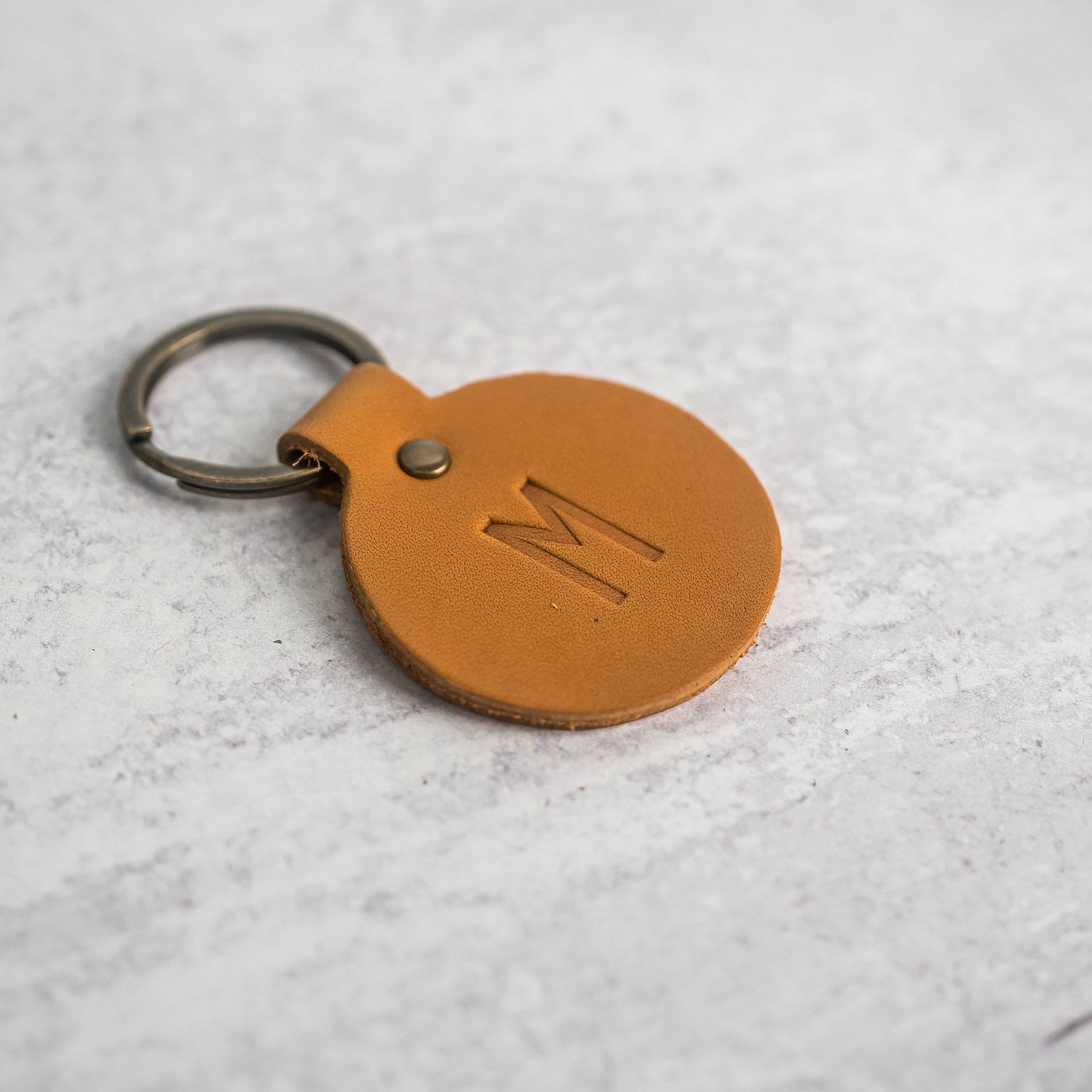 customized genuine/pu leather round key chain 4