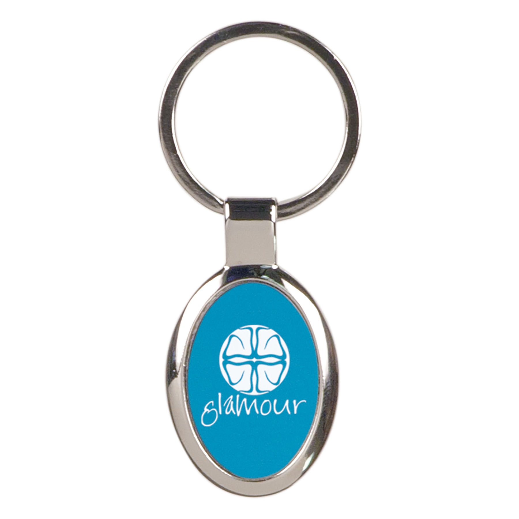 1 1/8" x 1 5/8" Blue Oval Keychain 1