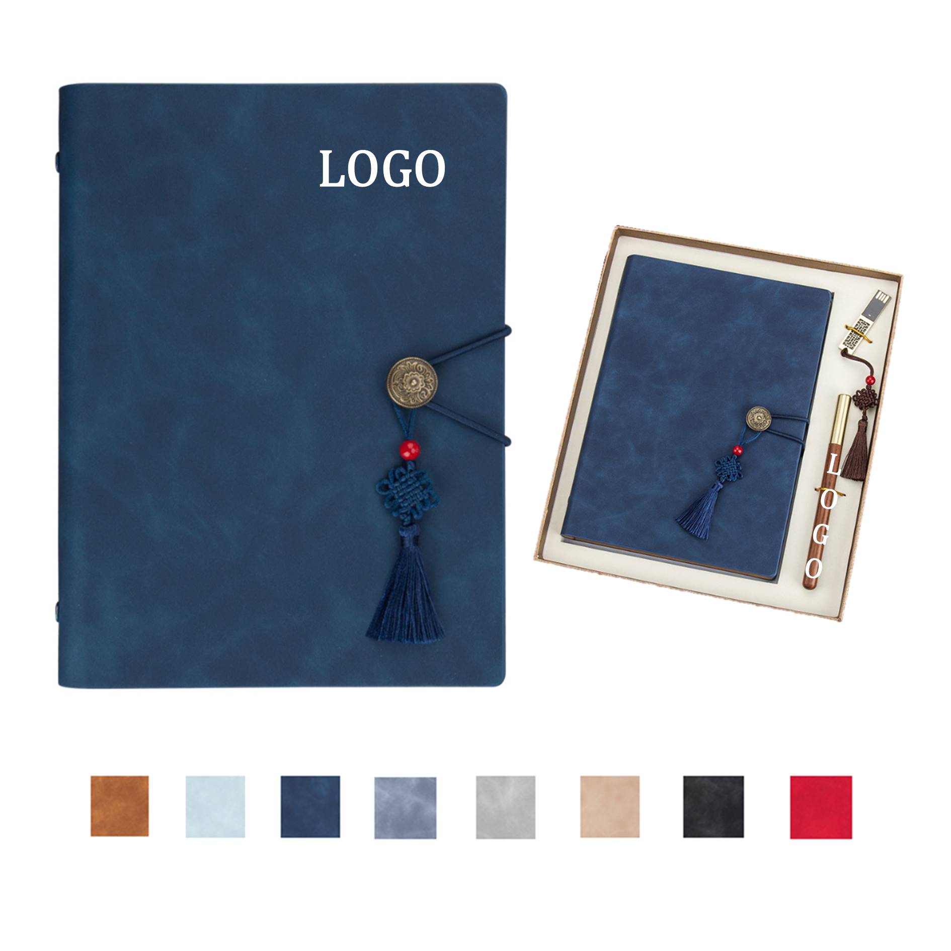 Retro Journal With Pen And Flash Drive Gift Set 3