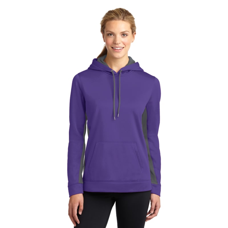Sport-Tek Women's Sport-Wick Fleece Colorblock Hooded Pullover. 47