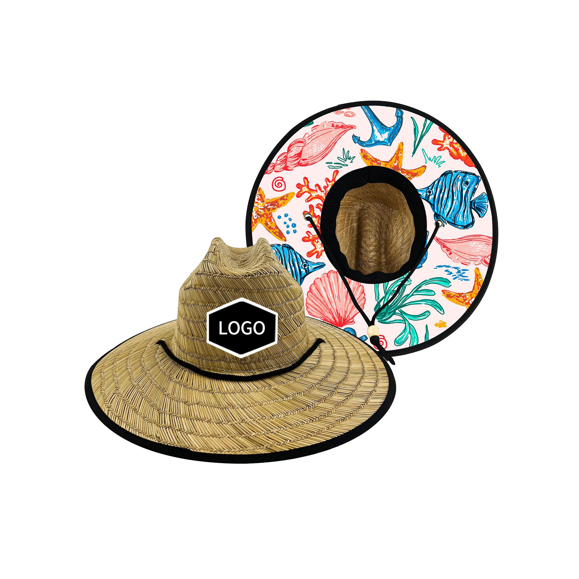 Lifeguard Sun Style Woven Grass Wide Brim 22" 18