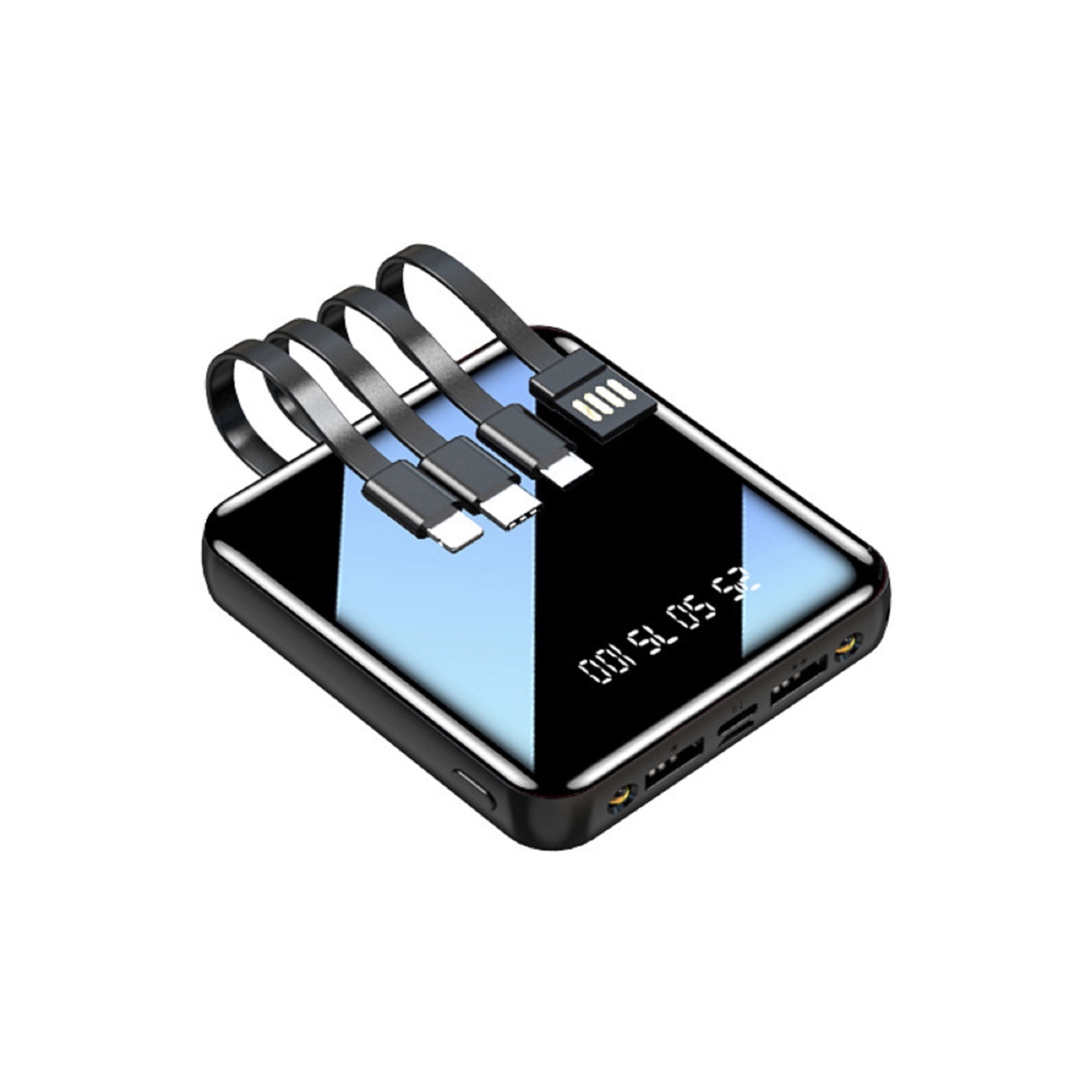 10000 mAh Square Mirror Power Bank with Built-in Cable 2