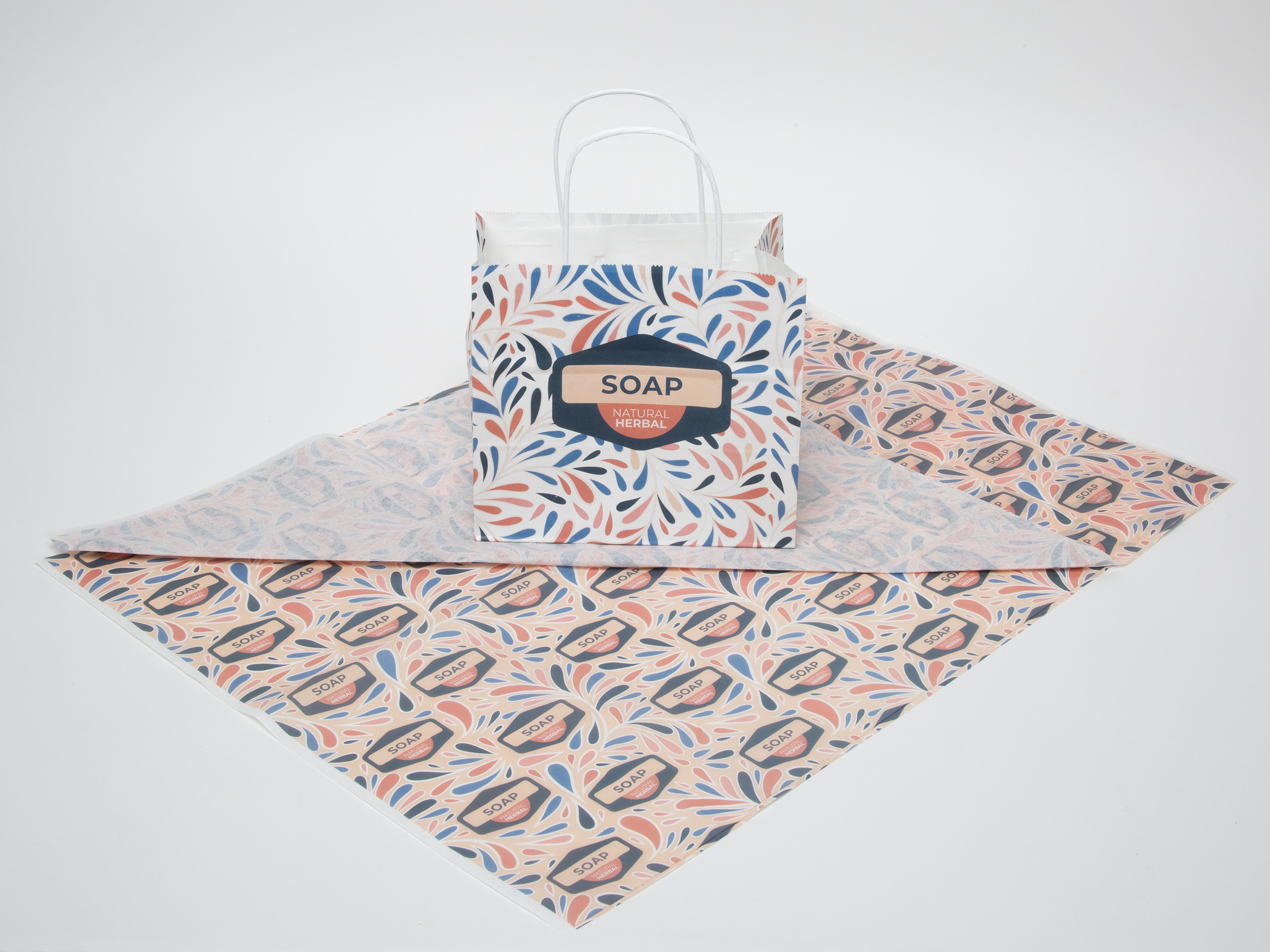 7.25" White Handle Shopper w/Tissue Paper Bundle 4