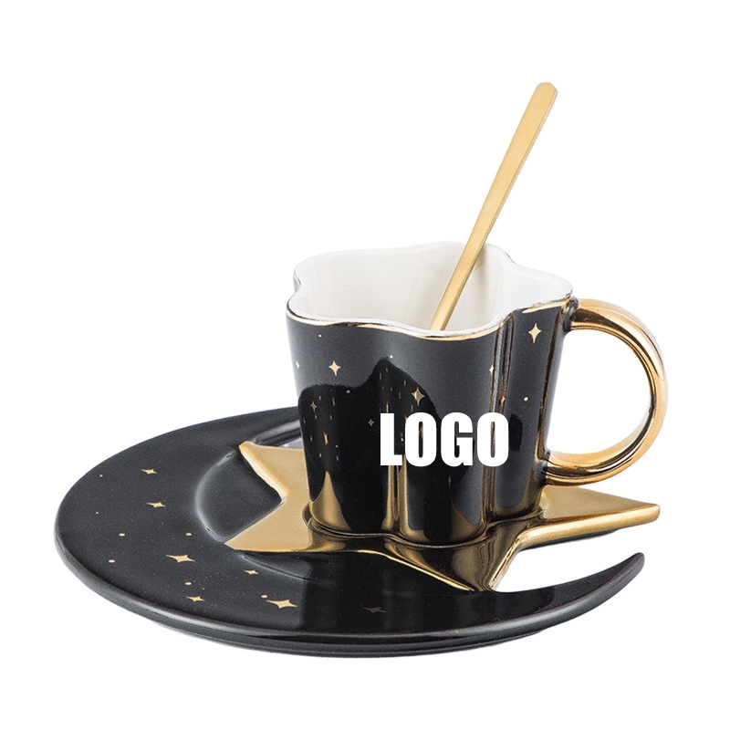 Custom 4 oz Ceramic Coffee Mug Saucer Set 4