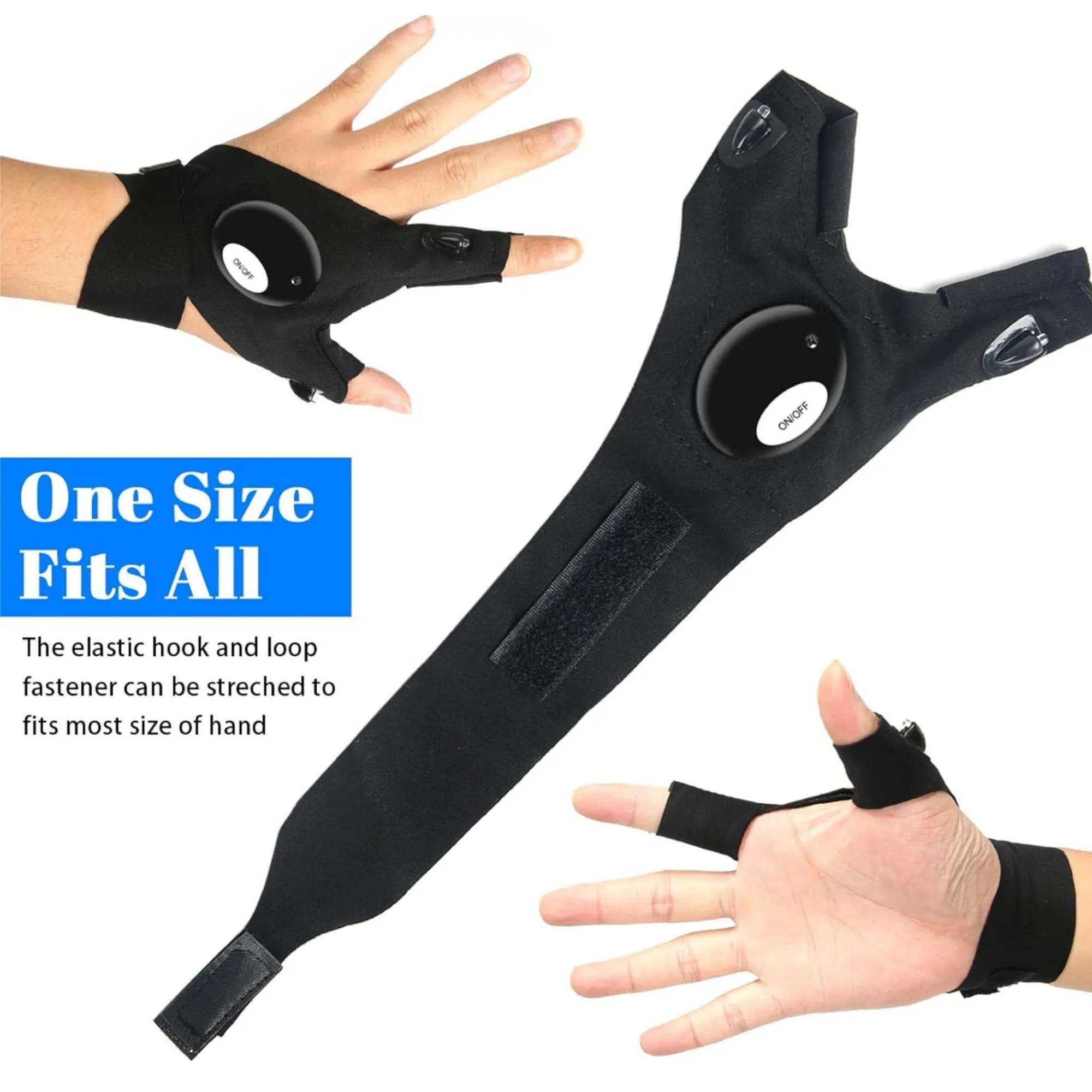 LED-Lit Fingerless Gloves -Hands-Free Lighting For Repairs 2