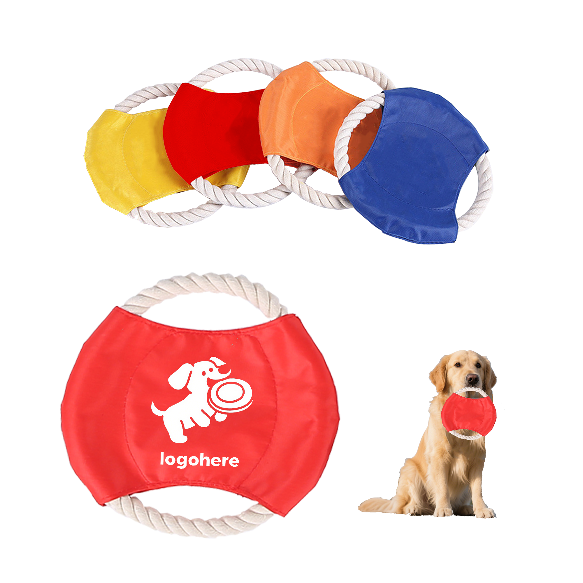 MOQ 50 Personalized Flying Disc Tug of War Dog Toy 2
