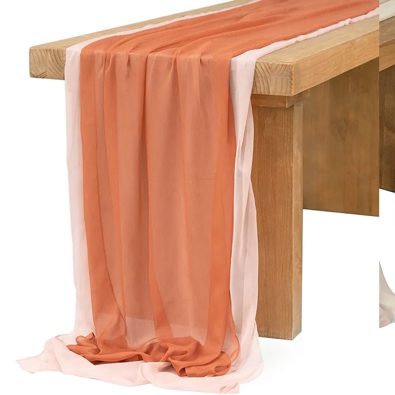 Dusty Rose Sheer Table Runner for Rustic Boho Wedding 5