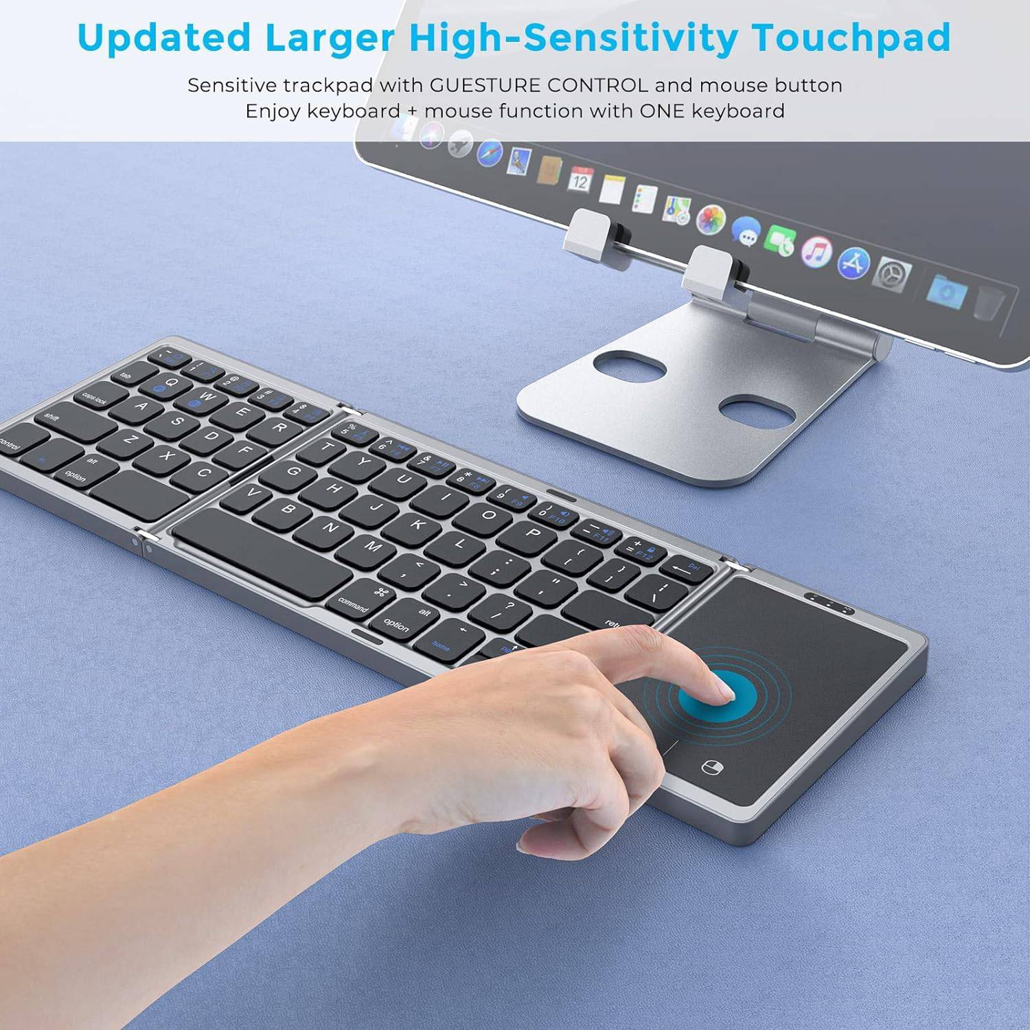 Triple Fold Folding Wireless Keyboard Lightweight and Portab 4
